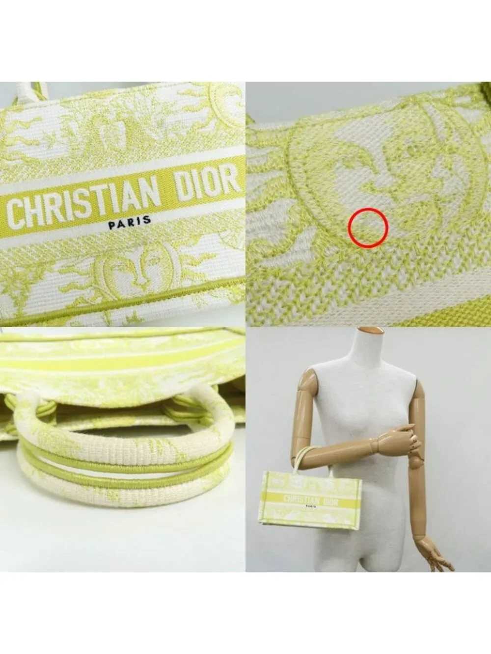 Christian Dior Book Tote Mini M1255 Zecq Handbag Yellow Canvas - Picture 8 of 10